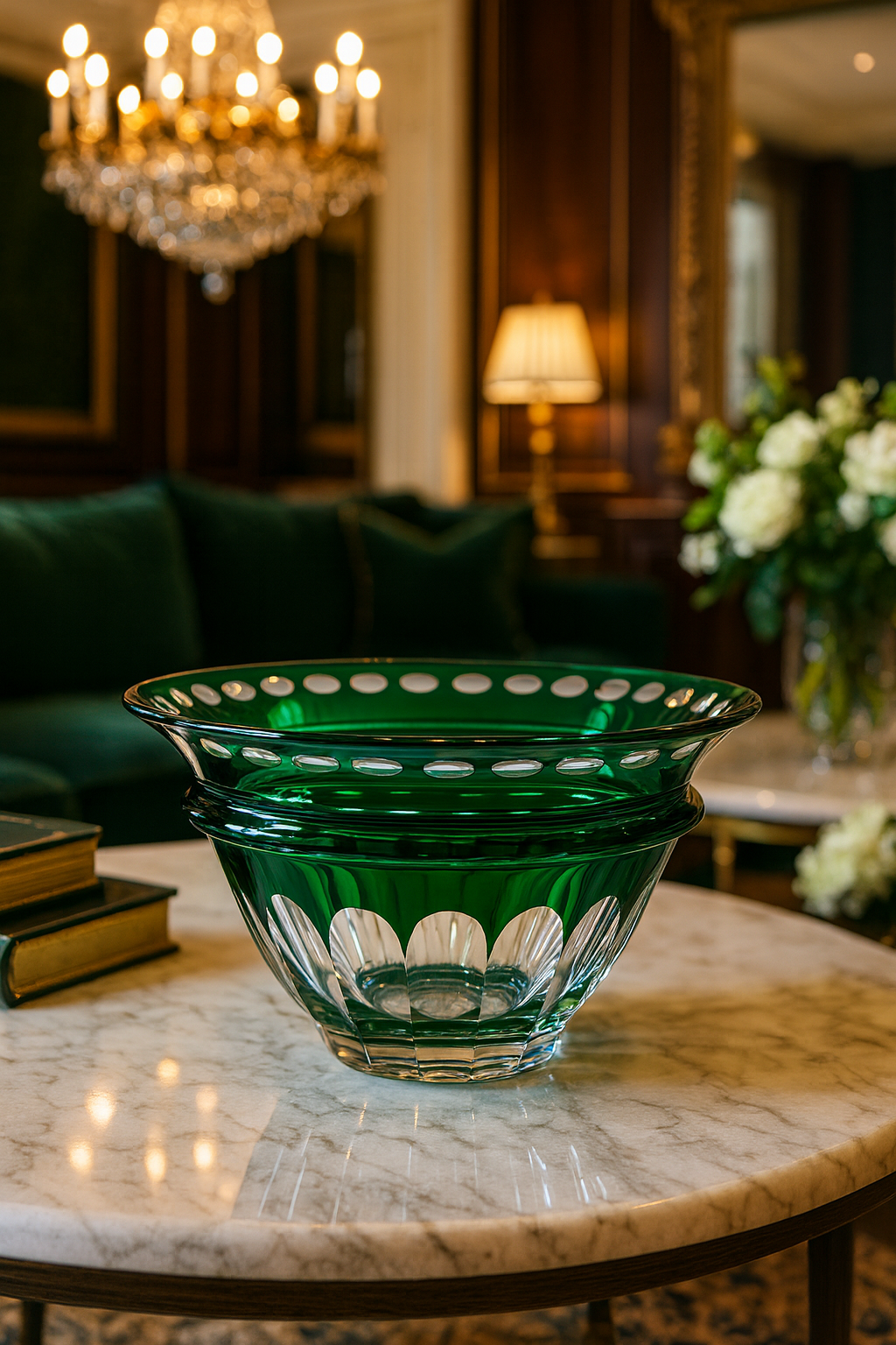 {{ vendor }} Lustria Centerpiece Bowl (Sylvan Emerald) — handcrafted luxury glassware