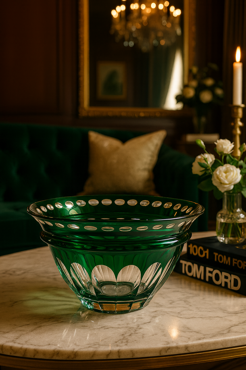 {{ vendor }} Lustria Centerpiece Bowl (Sylvan Emerald) — handcrafted luxury glassware