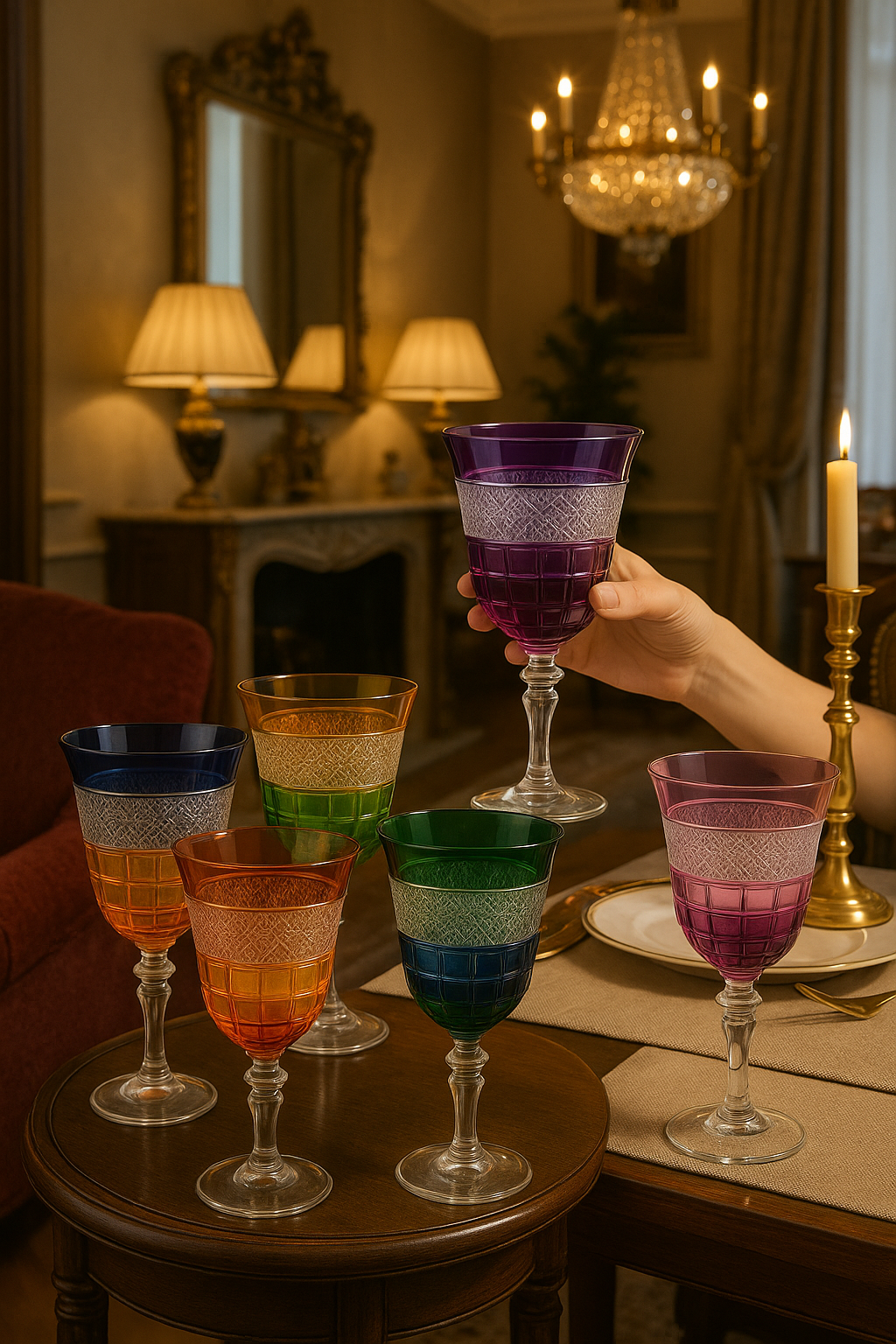 {{ vendor }} Prismora Goblet — 6-Piece Color Set — handcrafted luxury glassware
