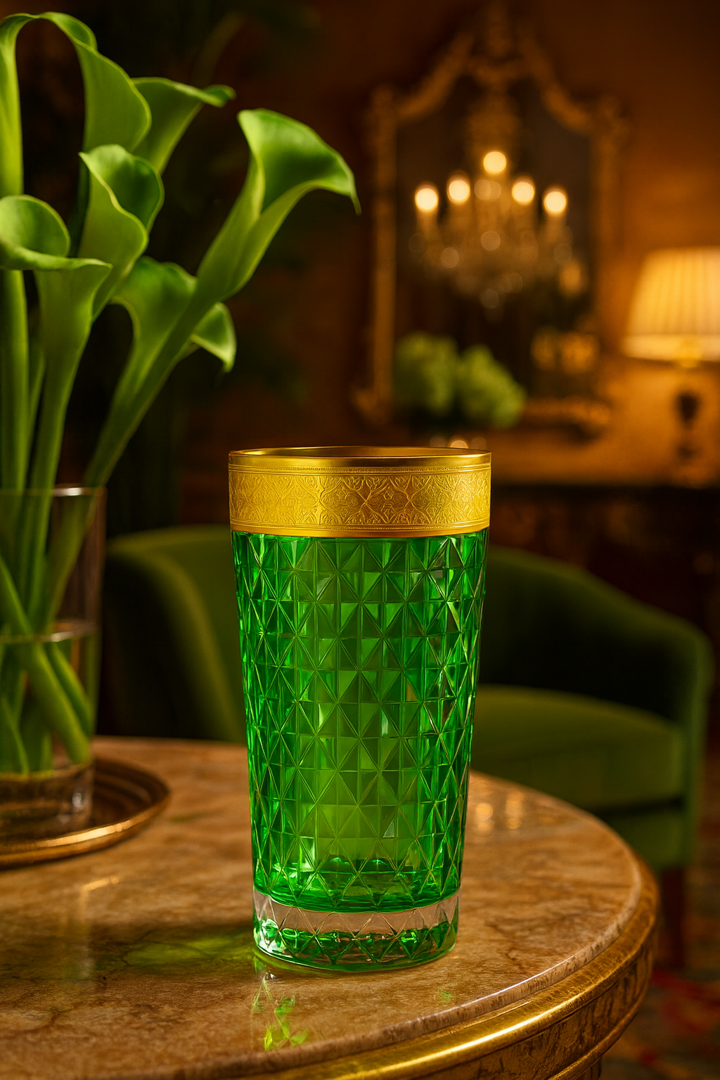 {{ vendor }} Kaleidoria Highball (Spring Peridot) — handcrafted luxury glassware