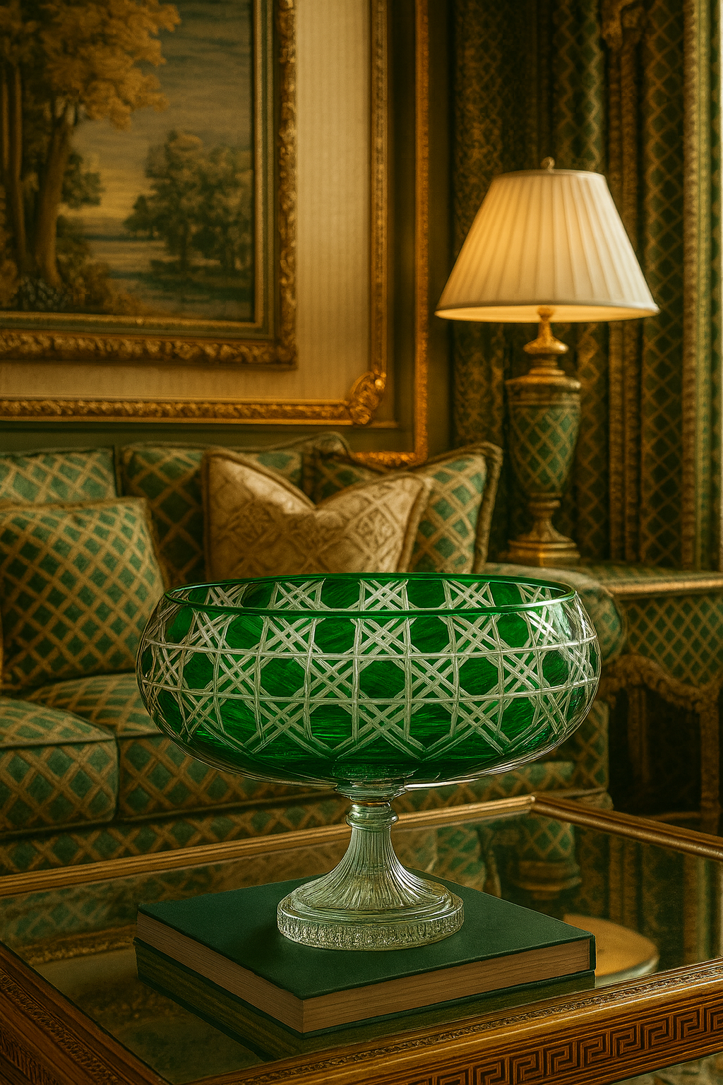 {{ vendor }} Verdura Pedestal Bowl (Sylvan Emerald) — handcrafted luxury glassware