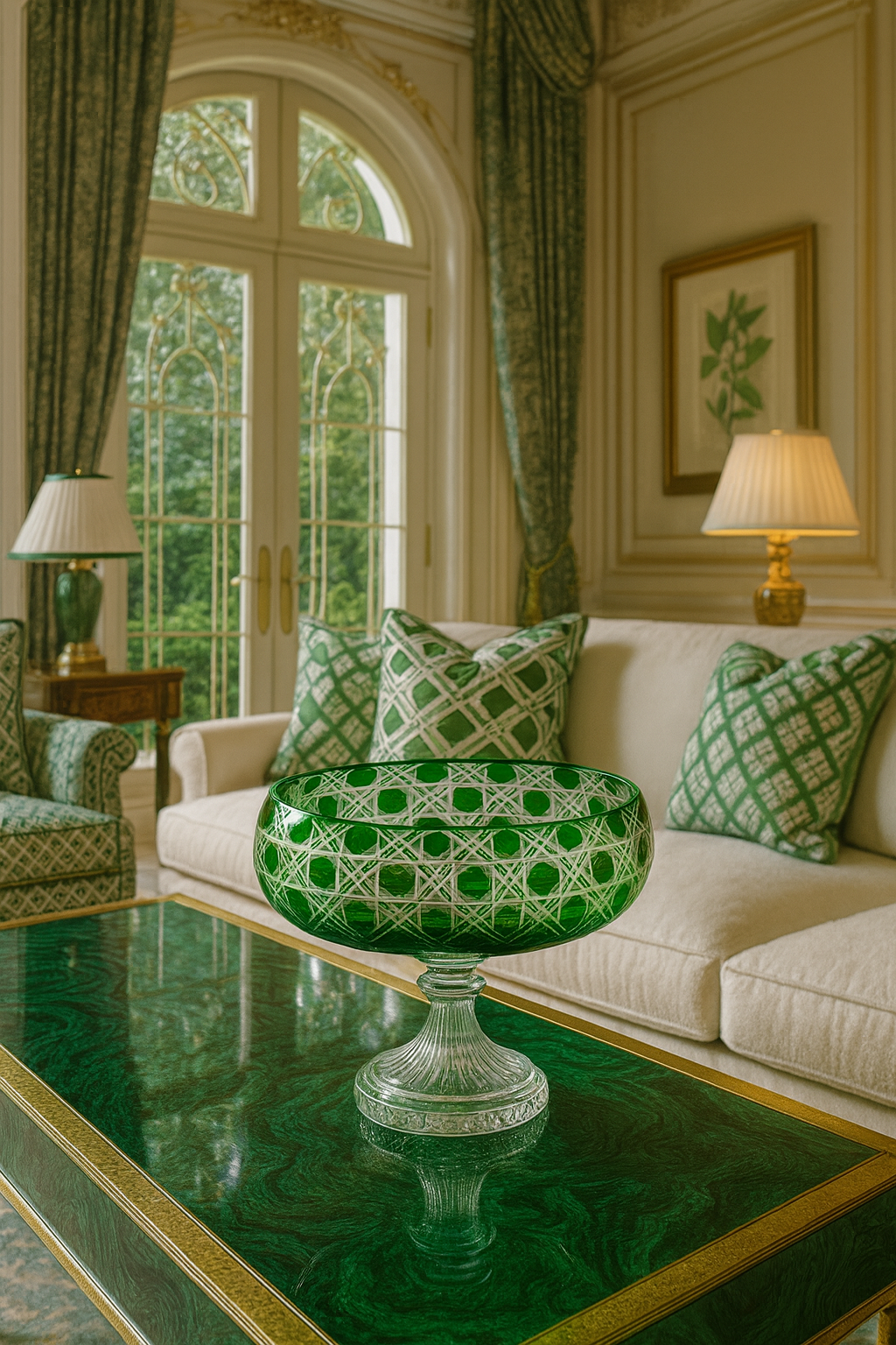{{ vendor }} Verdura Pedestal Bowl (Sylvan Emerald) — handcrafted luxury glassware