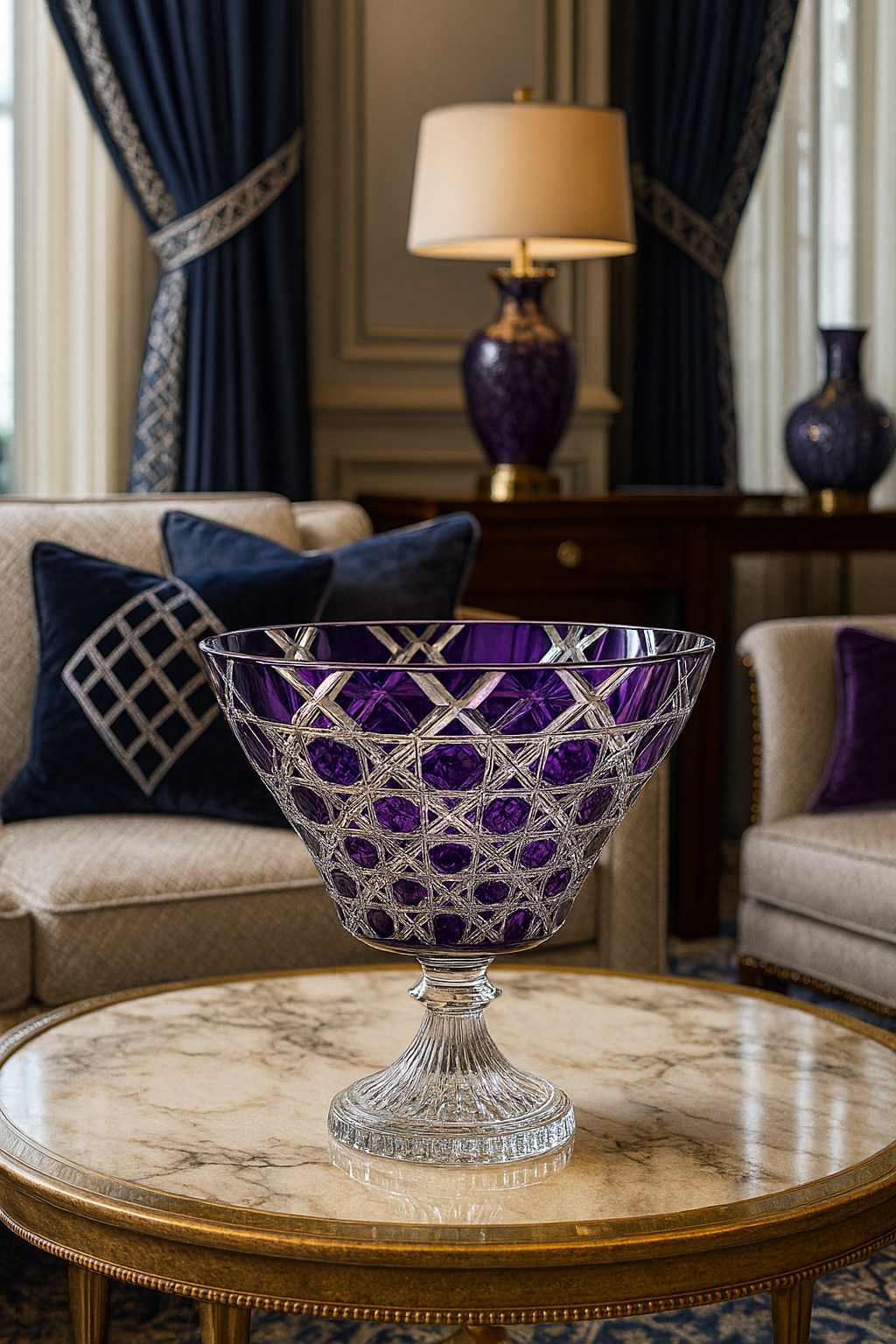 {{ vendor }} Verdura Trumpet Vase (Regal Violet) — handcrafted luxury glassware