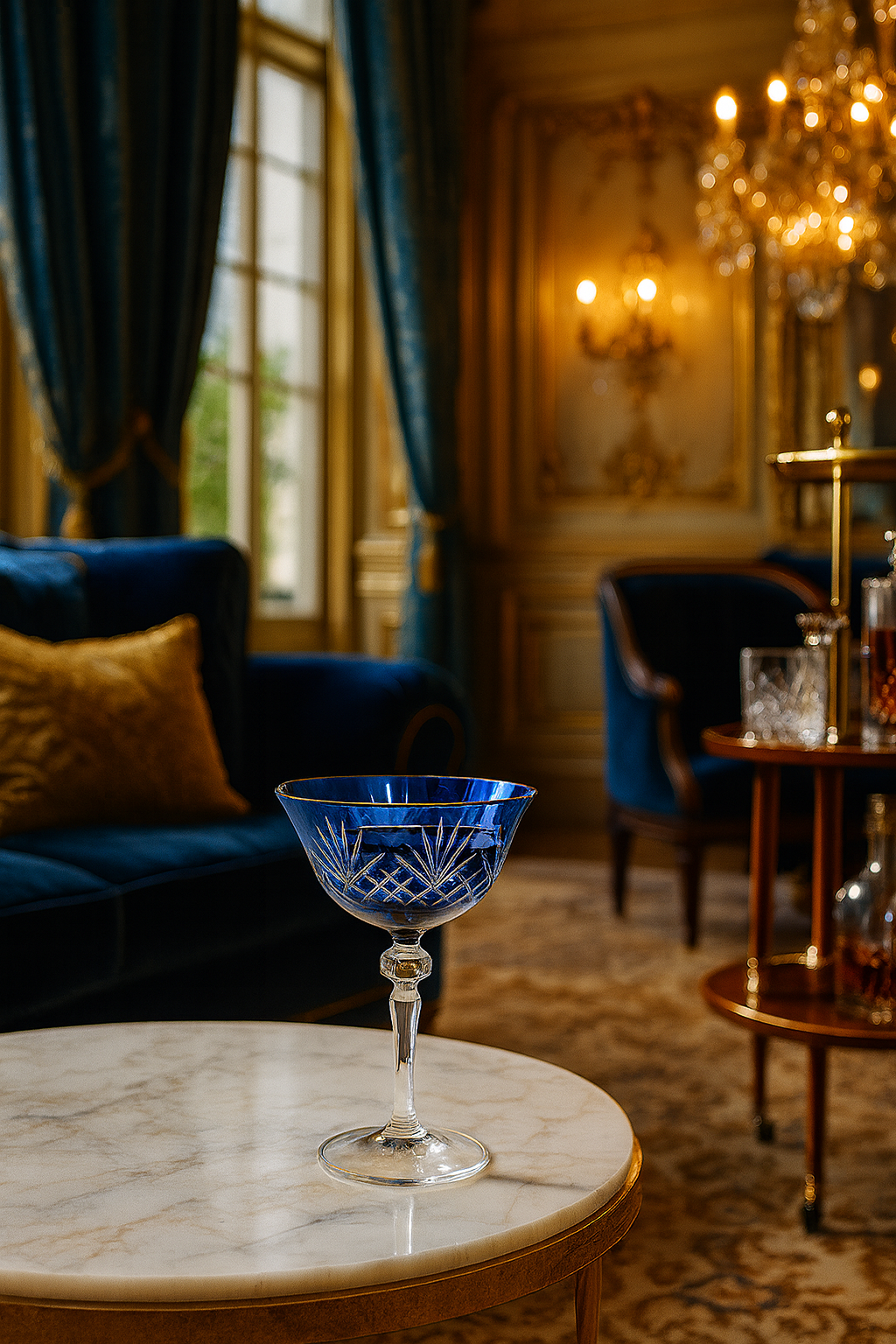 {{ vendor }} Veyra Coupe (Midnight Sapphire) — handcrafted luxury glassware
