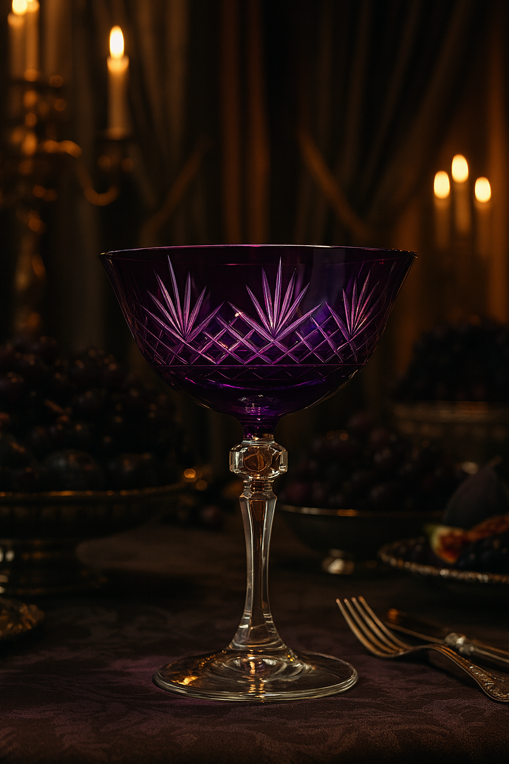 {{ vendor }} Veyra Coupe (Regal Violet) — handcrafted luxury glassware