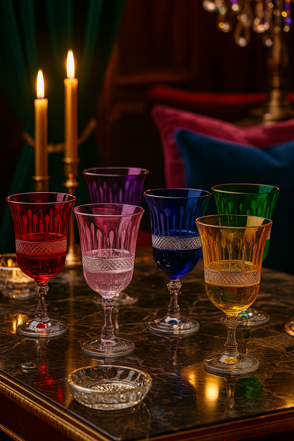 {{ vendor }} Radiara Water Goblet — 6-Piece Color Set — handcrafted luxury glassware