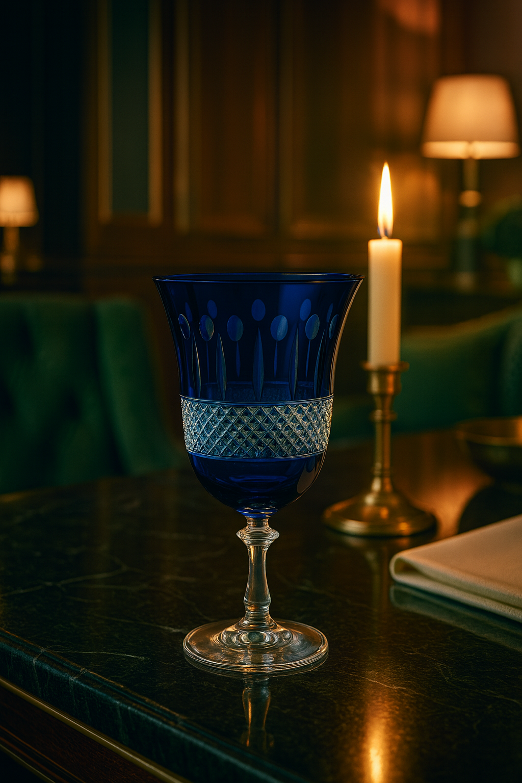 {{ vendor }} Radiara Water Goblet (Midnight Sapphire) — handcrafted luxury glassware