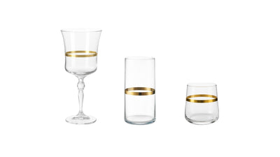 {{ vendor }} Corda Gold 18-Piece Glassware Set — handcrafted luxury glassware