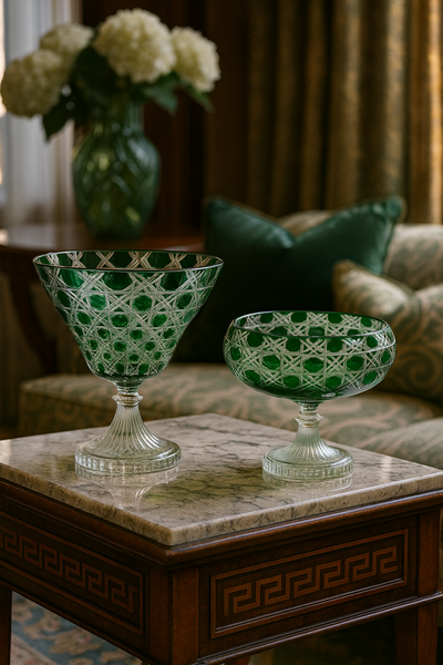 {{ vendor }} Verdura Pedestal Bowl & Trumpet Vase — 2-Piece Set — handcrafted luxury glassware