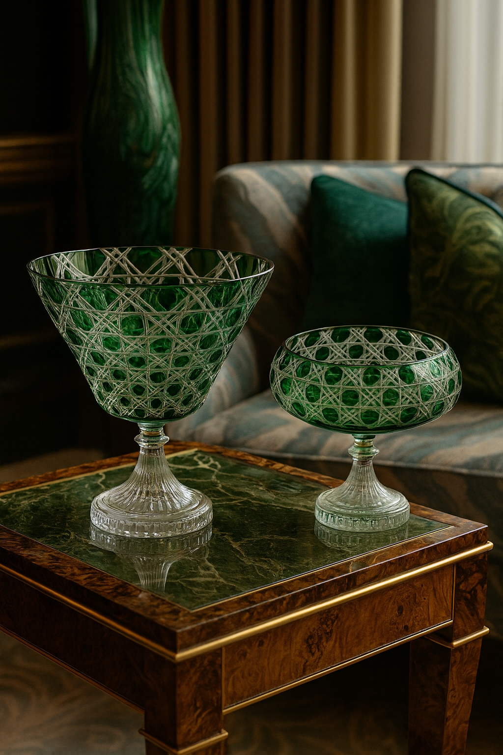 {{ vendor }} Verdura Pedestal Bowl & Trumpet Vase — 2-Piece Set — handcrafted luxury glassware