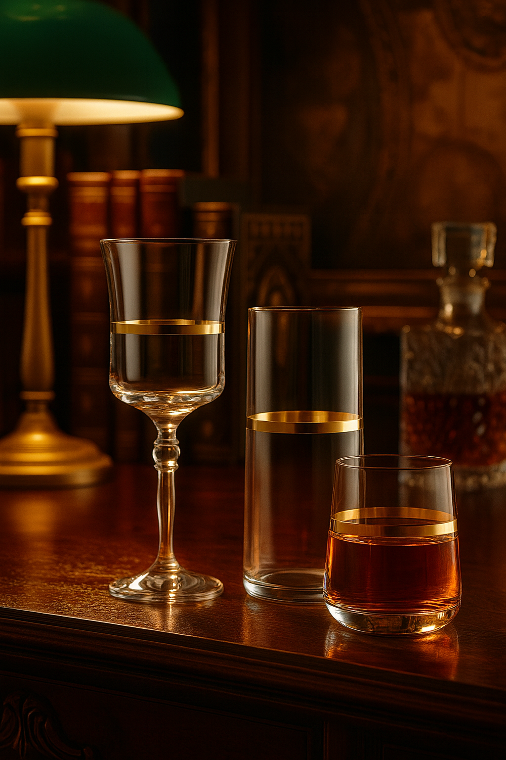 {{ vendor }} Corda Gold 18-Piece Glassware Set — handcrafted luxury glassware