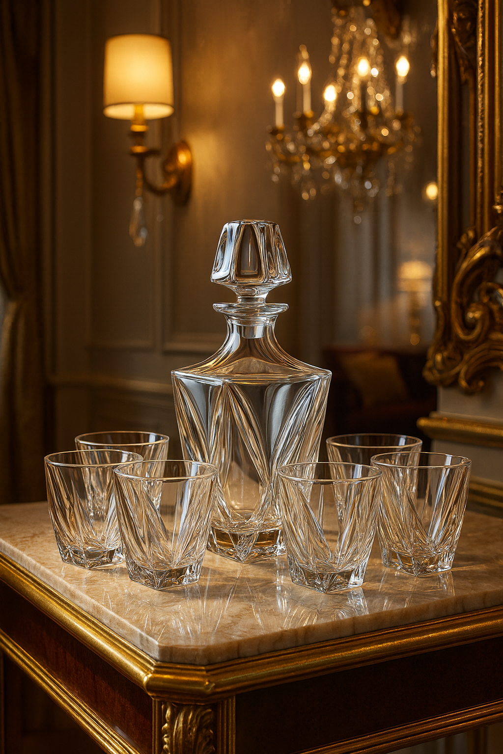 {{ vendor }} Calyx Decanter & Tumbler Set — handcrafted luxury glassware