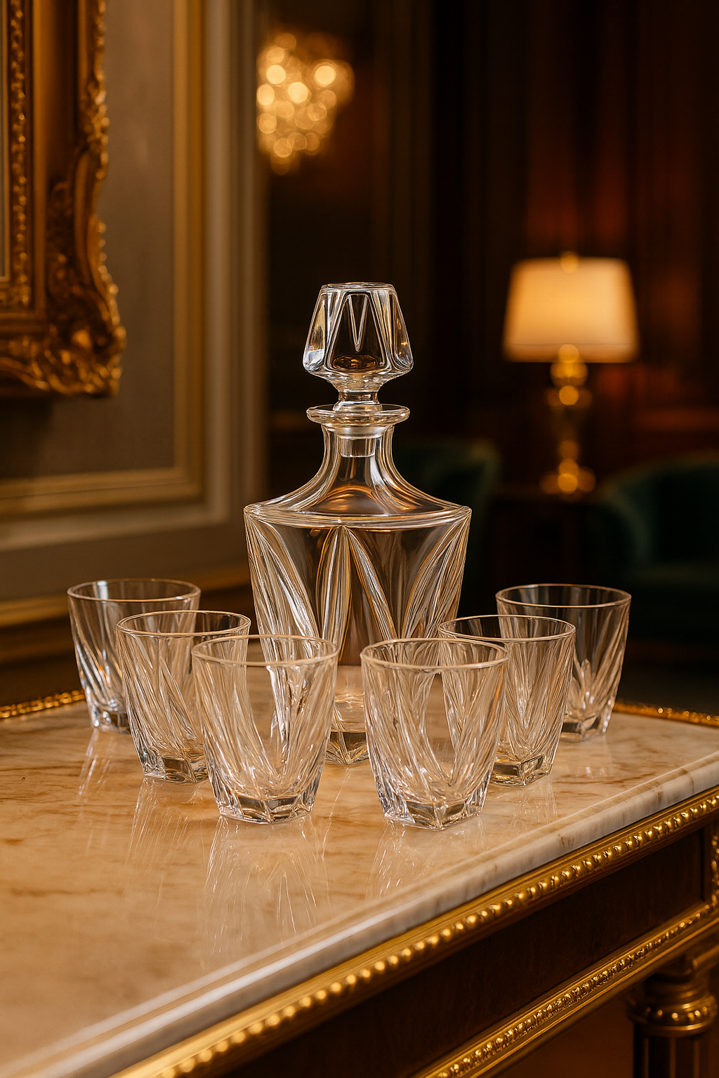{{ vendor }} Calyx Decanter & Tumbler Set — handcrafted luxury glassware