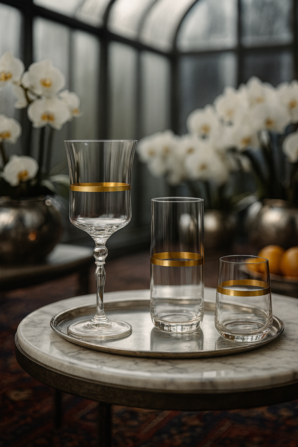 {{ vendor }} Corda Gold 18-Piece Glassware Set — handcrafted luxury glassware