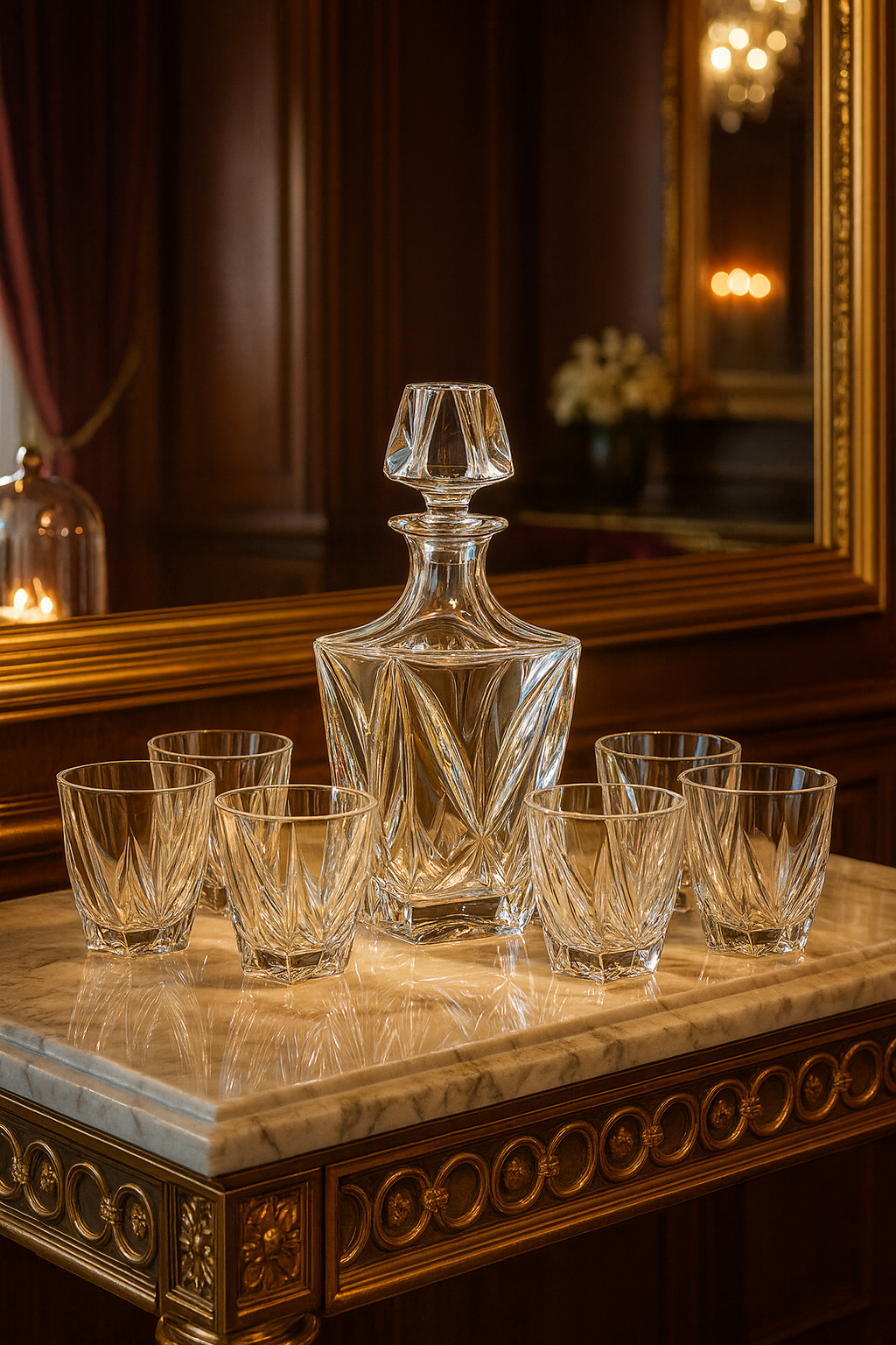 {{ vendor }} Calyx Decanter & Tumbler Set — handcrafted luxury glassware