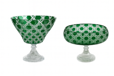 {{ vendor }} Verdura Pedestal Bowl & Trumpet Vase — 2-Piece Set — handcrafted luxury glassware