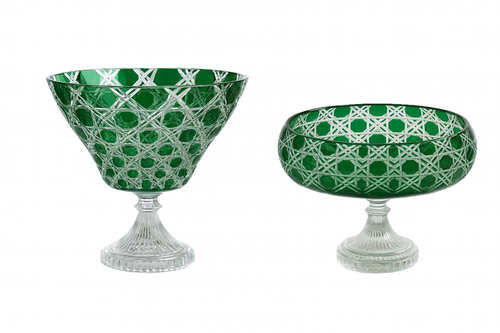 {{ vendor }} Verdura Pedestal Bowl & Trumpet Vase — 2-Piece Set — handcrafted luxury glassware