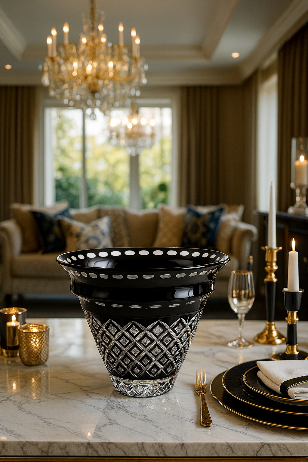 {{ vendor }} Noctura Crest Vase — handcrafted luxury glassware