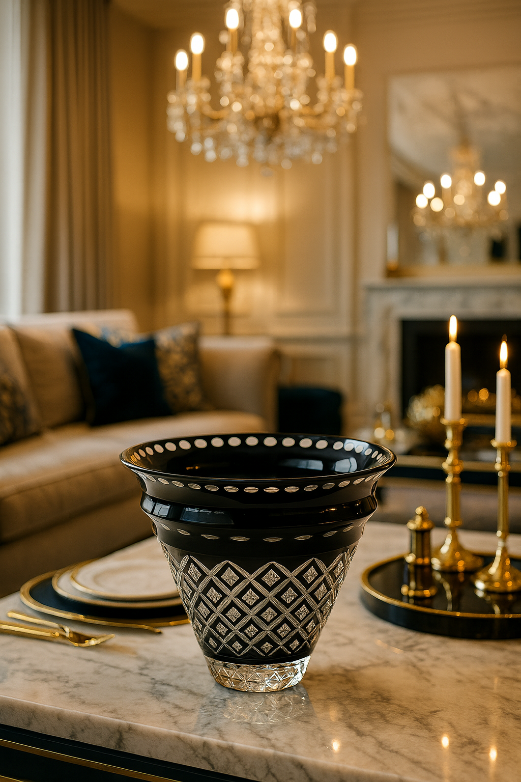 {{ vendor }} Noctura Crest Vase — handcrafted luxury glassware