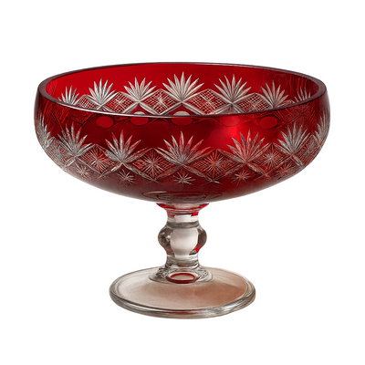 {{ vendor }} Coronet Pedestal Bowl (Crimson Red) — handcrafted luxury glassware