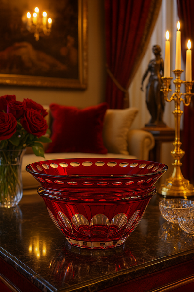 {{ vendor }} Lustria Centerpiece Bowl (Crimson Red) — handcrafted luxury glassware