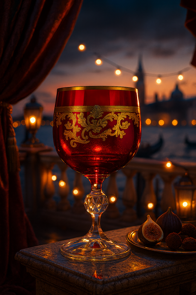 {{ vendor }} Roccaré Cordial Goblet (Crimson Red) — handcrafted luxury glassware