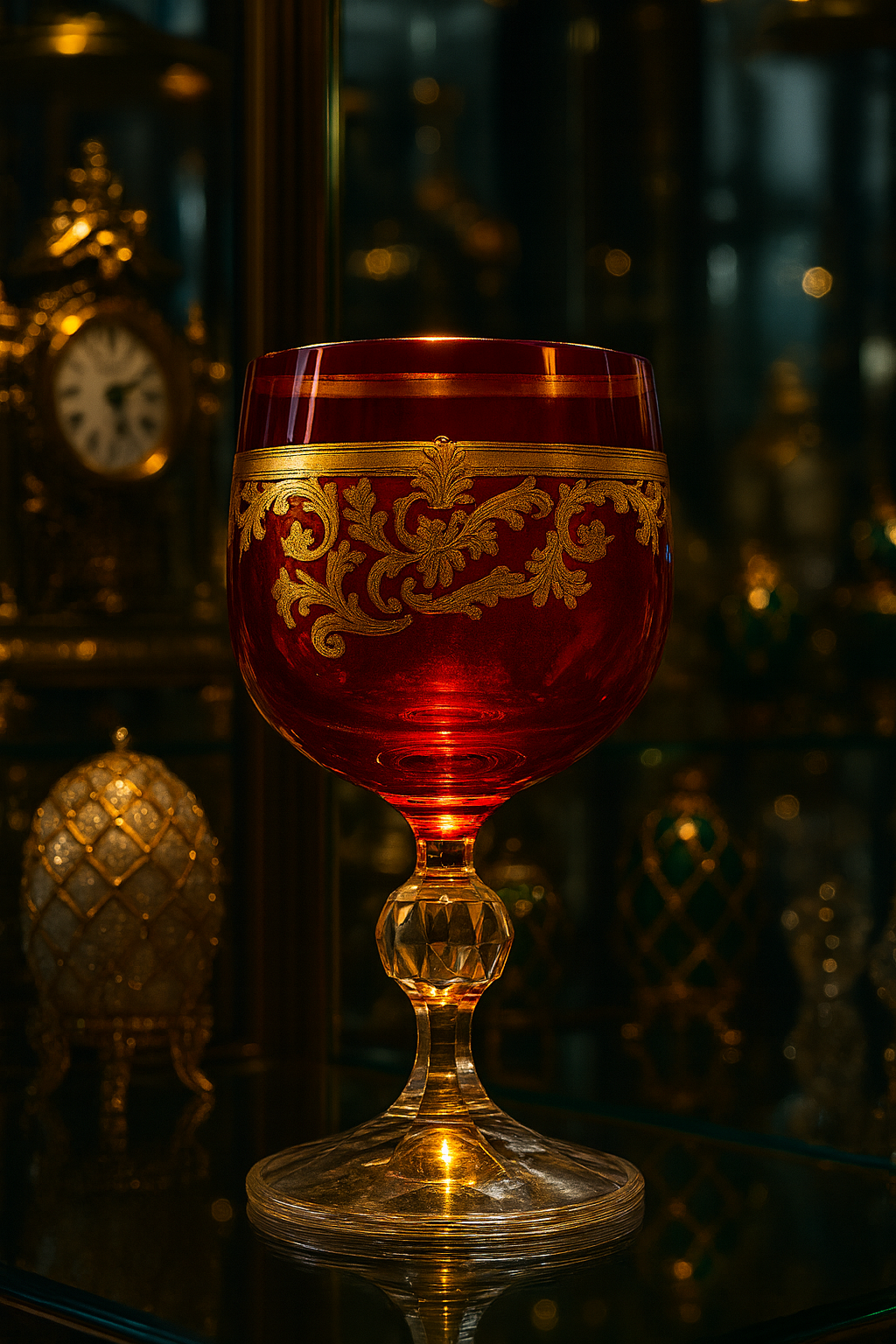 {{ vendor }} Roccaré Cordial Goblet (Crimson Red) — handcrafted luxury glassware