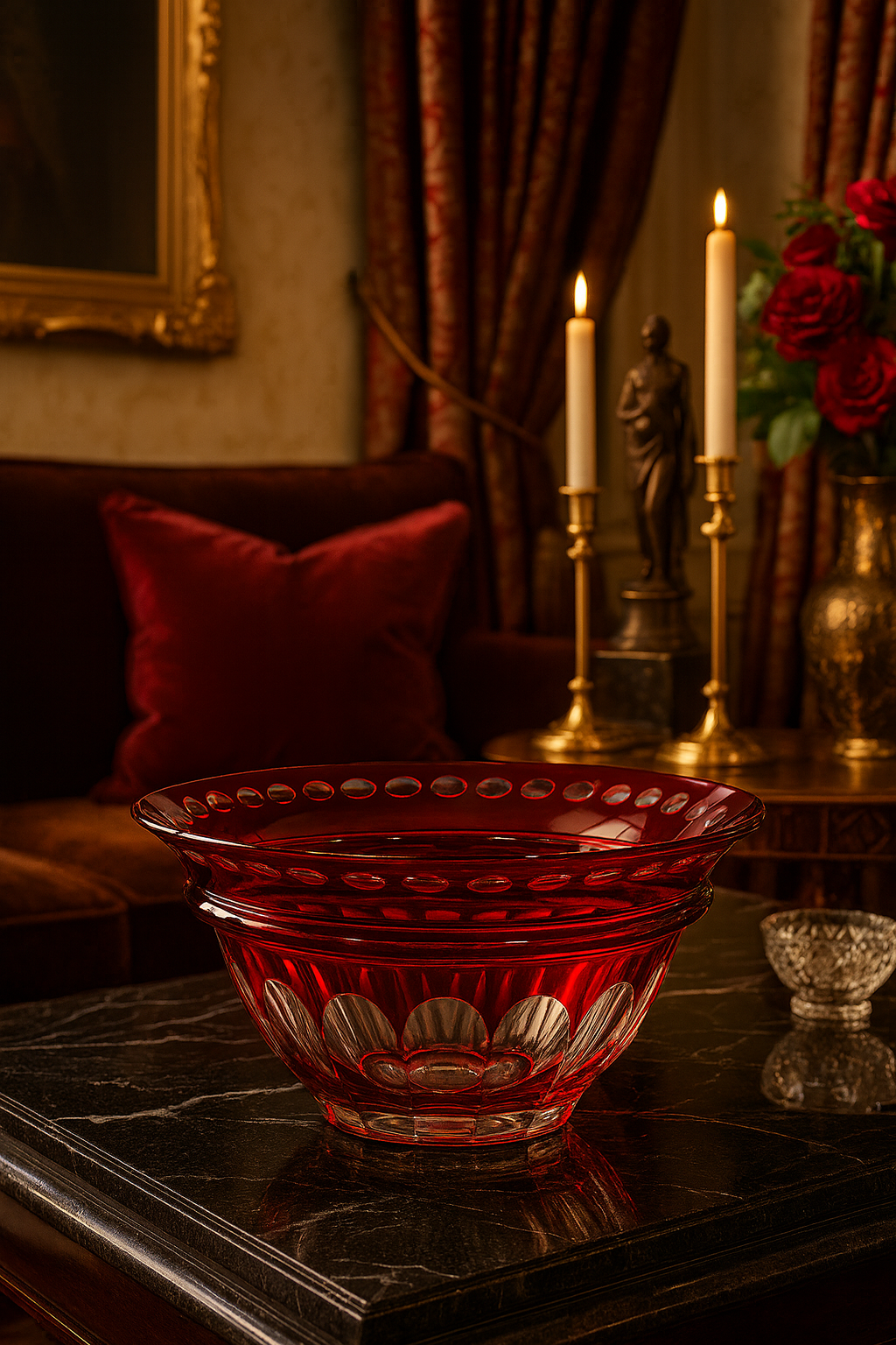 {{ vendor }} Lustria Centerpiece Bowl (Crimson Red) — handcrafted luxury glassware