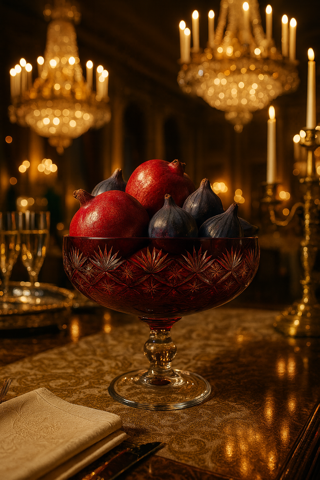 {{ vendor }} Coronet Pedestal Bowl (Crimson Red) — handcrafted luxury glassware