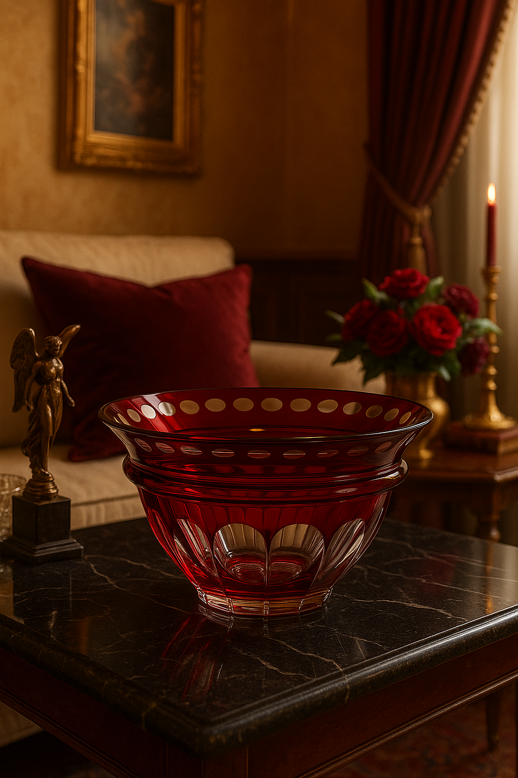 {{ vendor }} Lustria Centerpiece Bowl (Crimson Red) — handcrafted luxury glassware