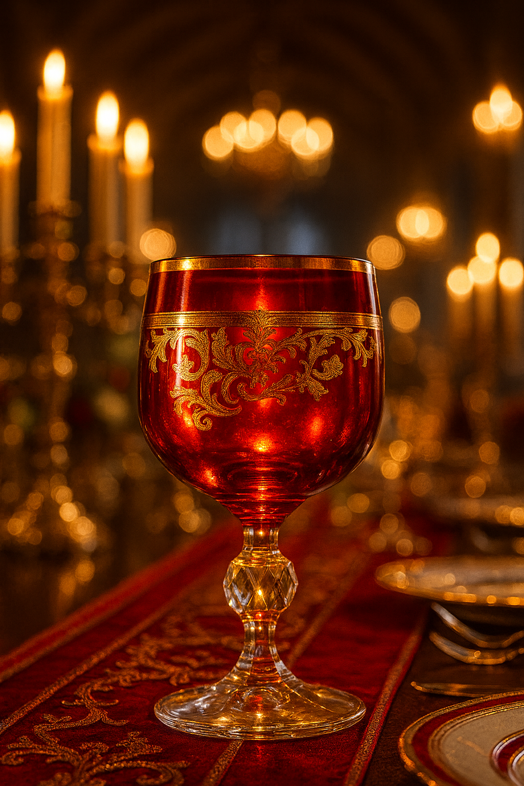 {{ vendor }} Roccaré Cordial Goblet (Crimson Red) — handcrafted luxury glassware