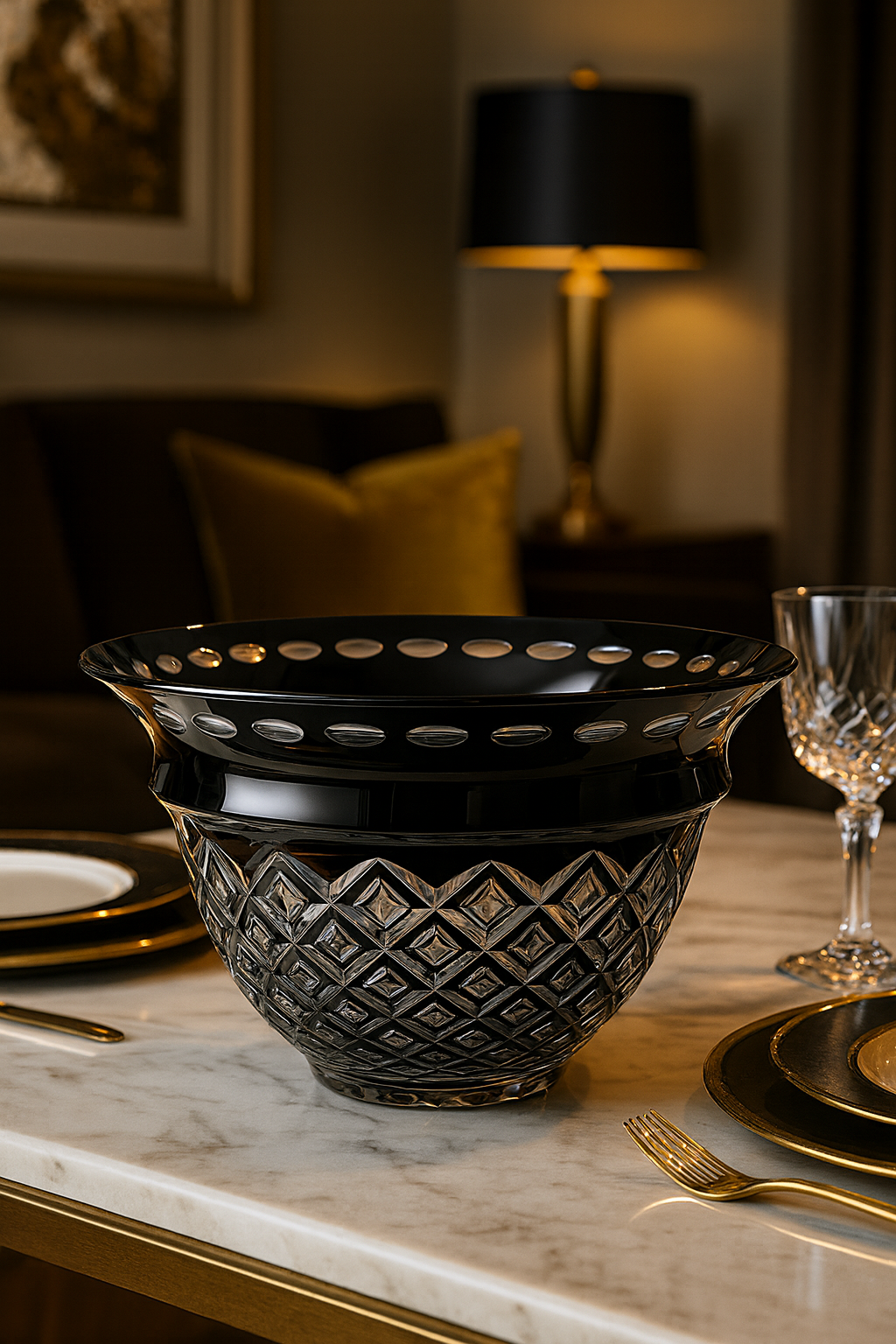 {{ vendor }} Noctura Crown Bowl — handcrafted luxury glassware
