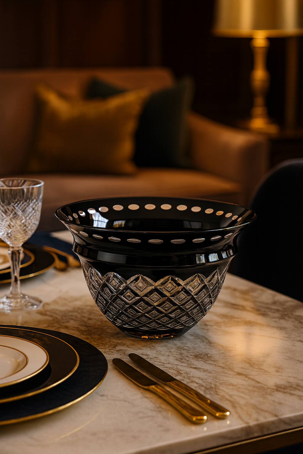 {{ vendor }} Noctura Crown Bowl — handcrafted luxury glassware