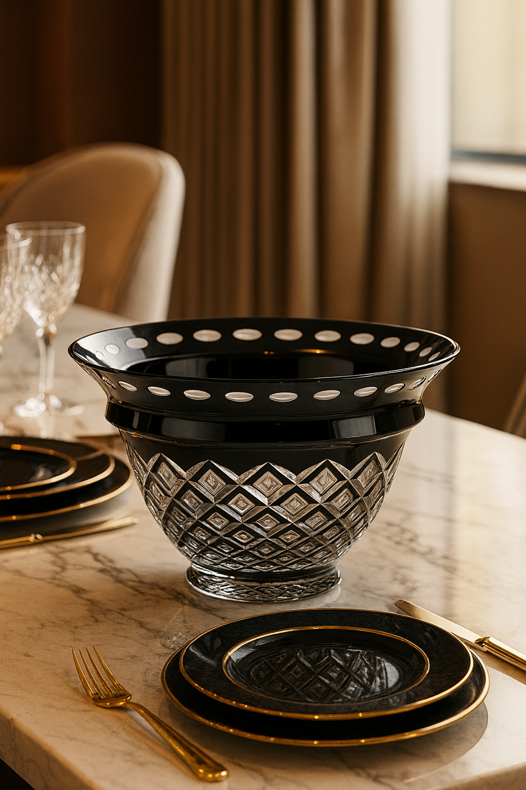 {{ vendor }} Noctura Crown Bowl — handcrafted luxury glassware