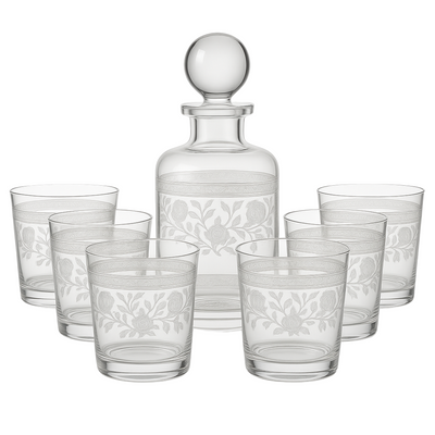{{ vendor }} Filigrae Decanter & Tumbler Set (7-Piece) — handcrafted luxury glassware