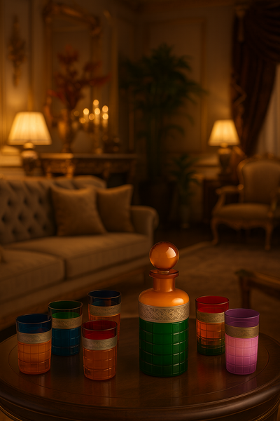 {{ vendor }} Prismora Decanter + Tumbler 7-Piece Set — handcrafted luxury glassware