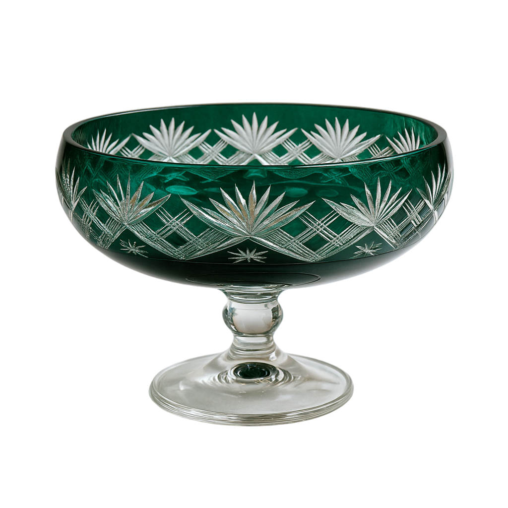 {{ vendor }} Coronet Pedestal Bowl (Sylvan Emerald) — handcrafted luxury glassware