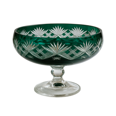 {{ vendor }} Coronet Pedestal Bowl (Sylvan Emerald) — handcrafted luxury glassware