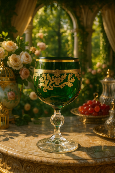 {{ vendor }} Roccaré Cordial Goblet (Sylvan Emerald) — handcrafted luxury glassware