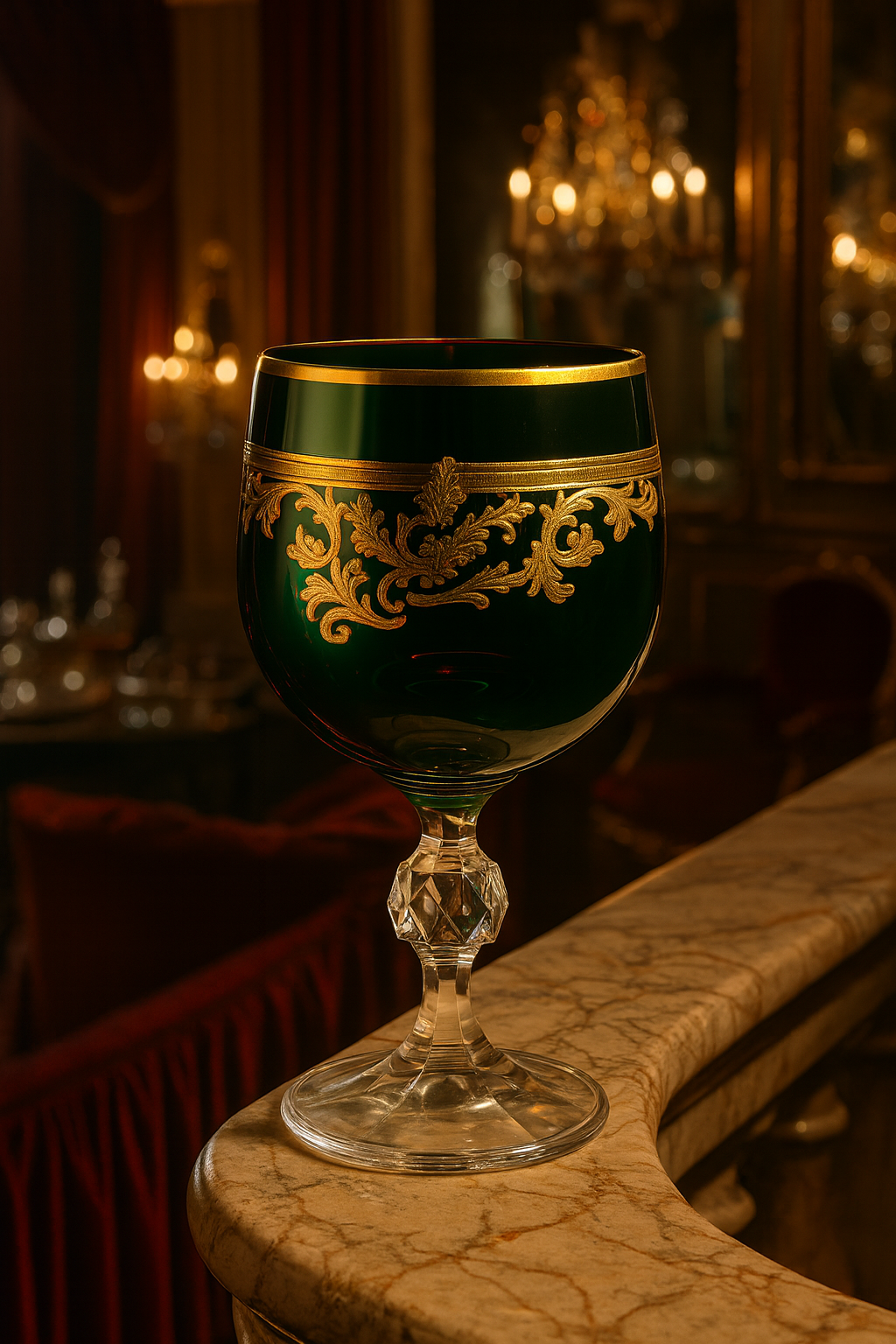 {{ vendor }} Roccaré Cordial Goblet (Sylvan Emerald) — handcrafted luxury glassware