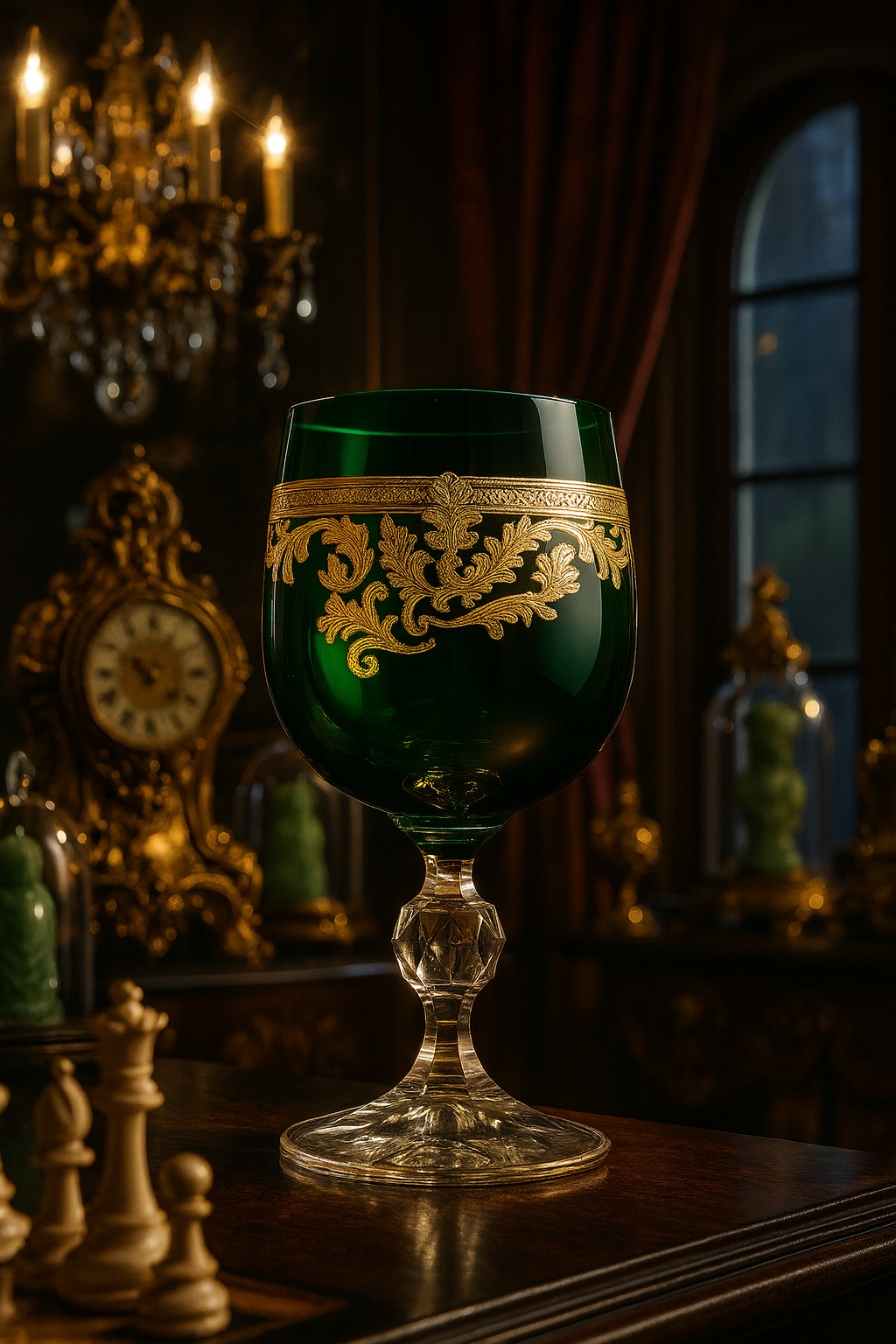 {{ vendor }} Roccaré Cordial Goblet (Sylvan Emerald) — handcrafted luxury glassware