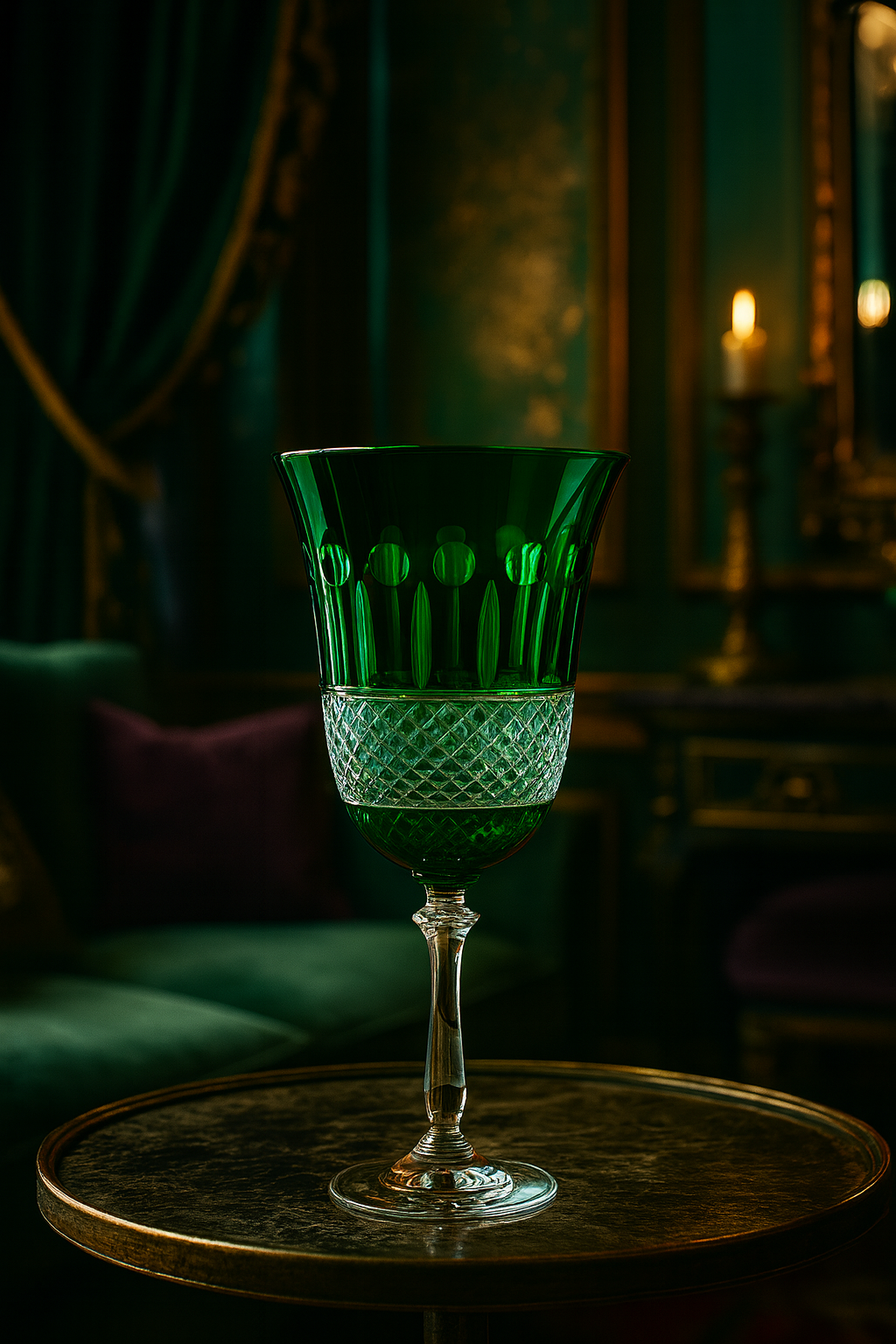 {{ vendor }} Radiara Goblet (Sylvan Emerald) — handcrafted luxury glassware