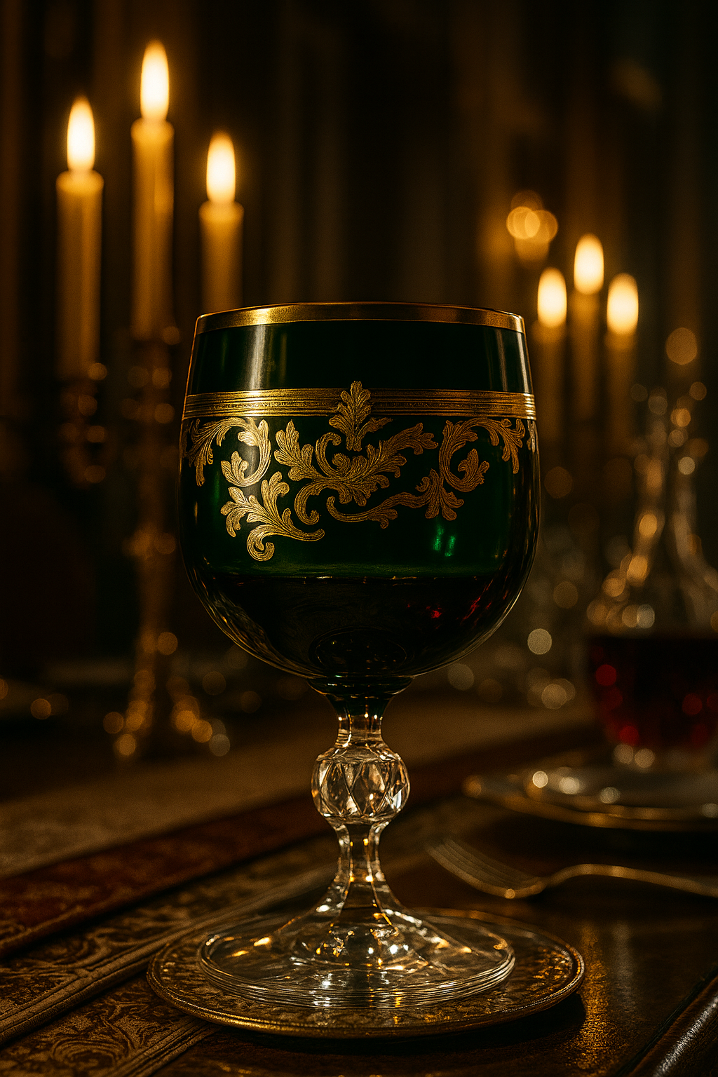 {{ vendor }} Roccaré Cordial Goblet (Sylvan Emerald) — handcrafted luxury glassware
