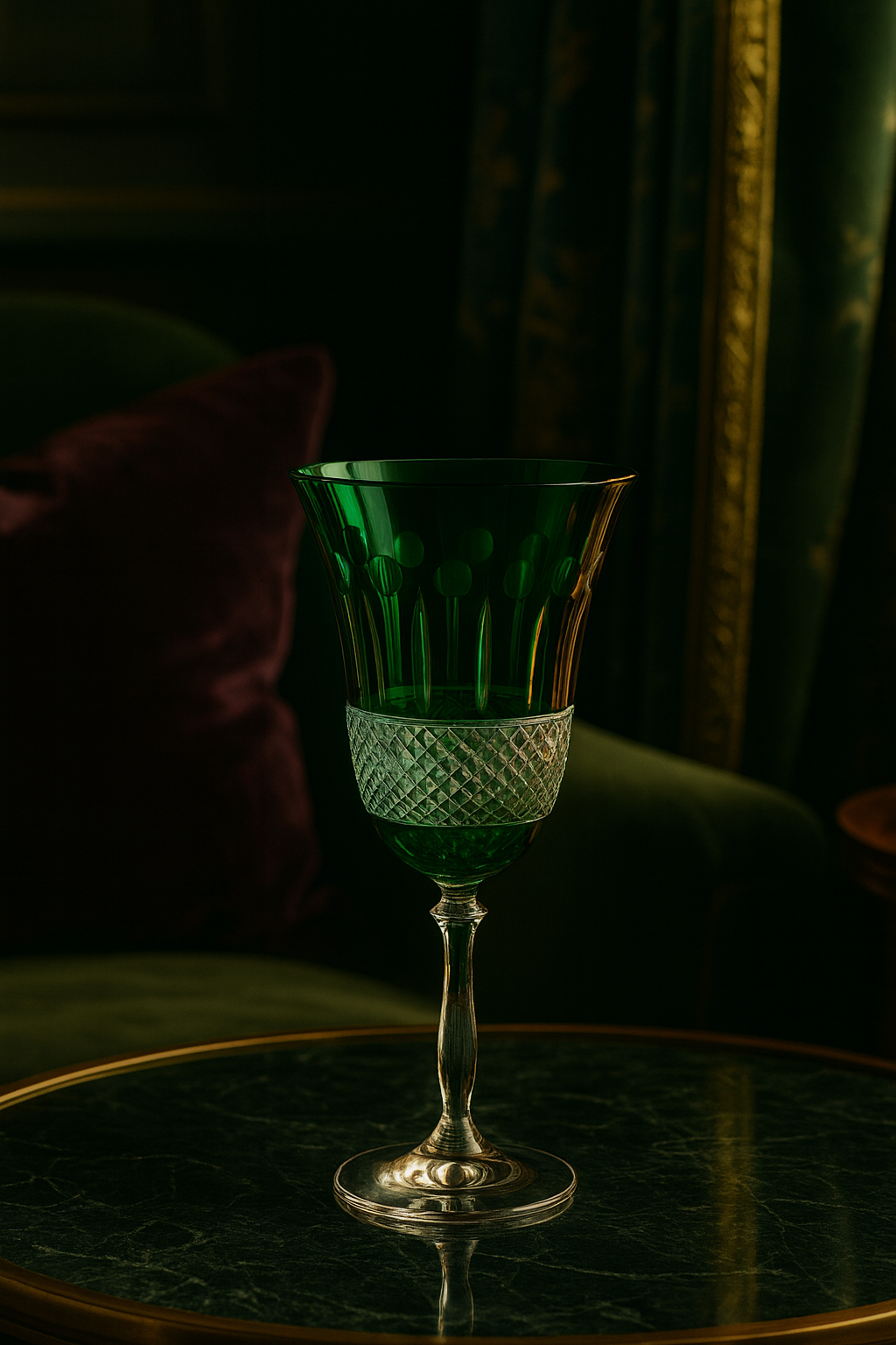{{ vendor }} Radiara Goblet (Sylvan Emerald) — handcrafted luxury glassware