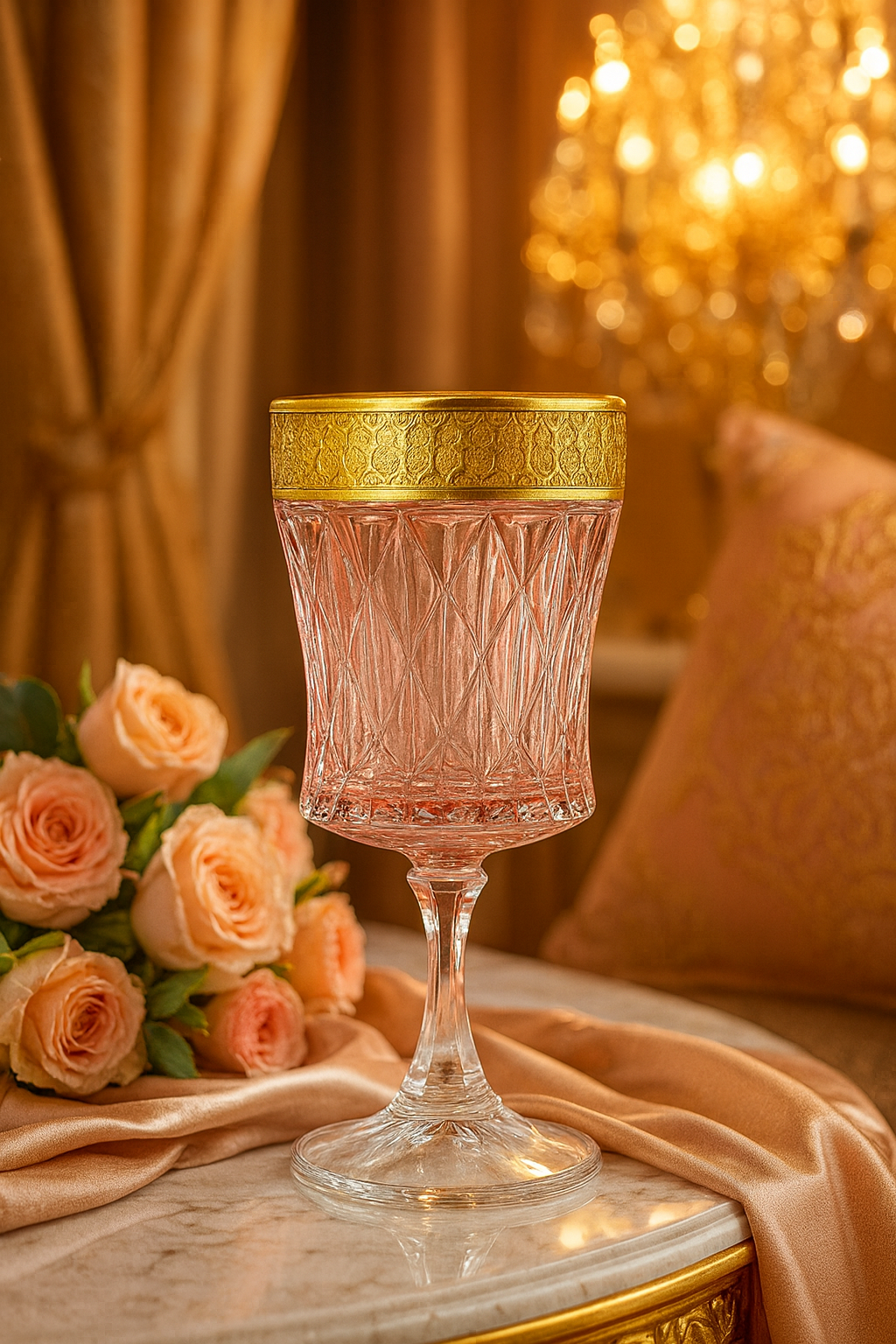 {{ vendor }} Kaleidoria Goblet (Rosewater Blush) — handcrafted luxury glassware