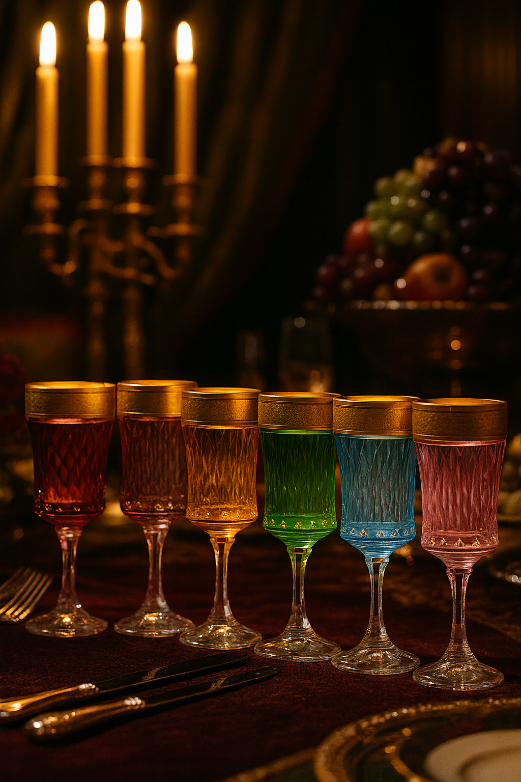 {{ vendor }} Kaleidoria Goblet – 6-Color Set — handcrafted luxury glassware