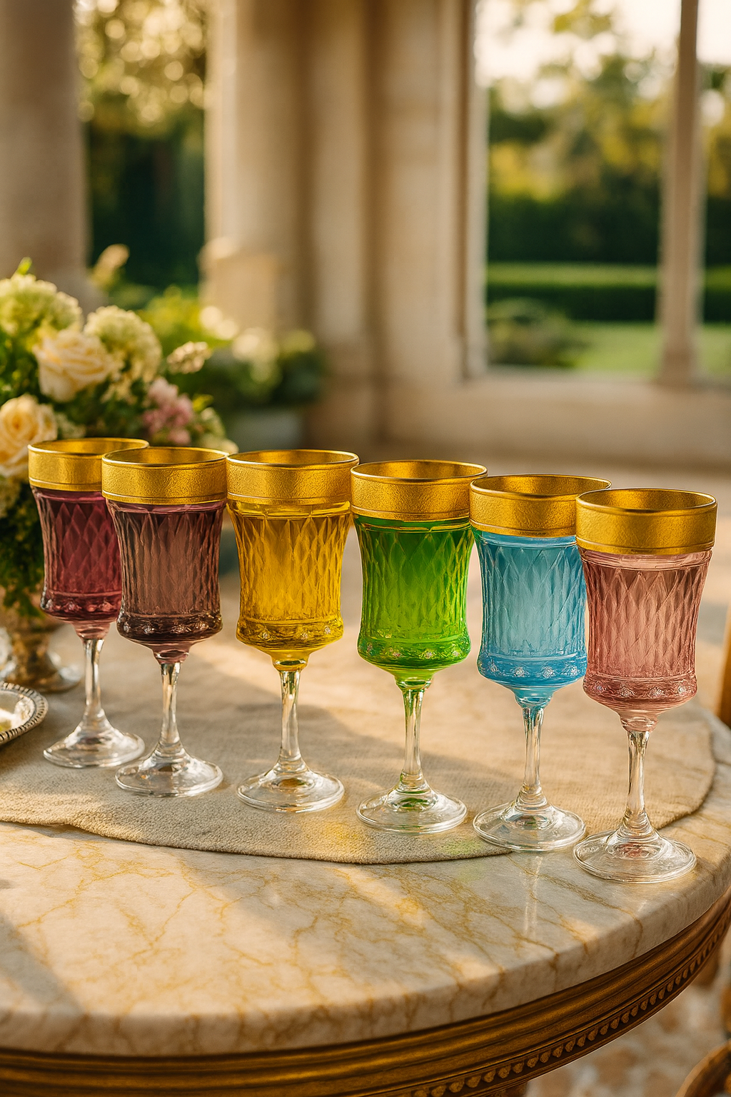 {{ vendor }} Kaleidoria Goblet – 6-Color Set — handcrafted luxury glassware