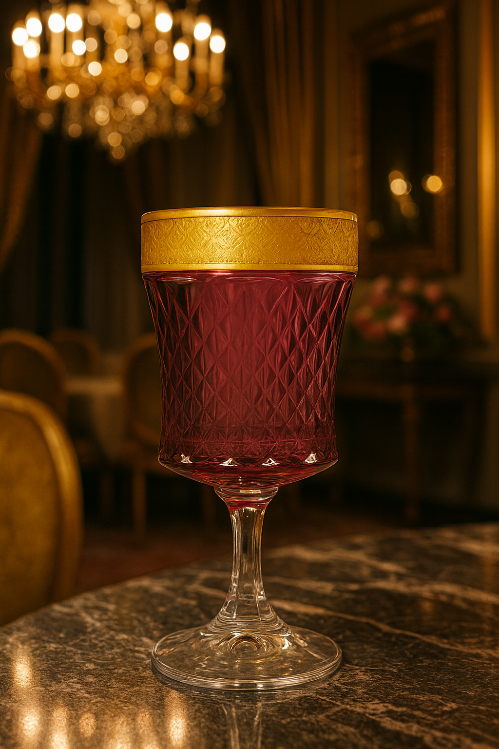 {{ vendor }} Kaleidoria Goblet (Candied Coral) — handcrafted luxury glassware