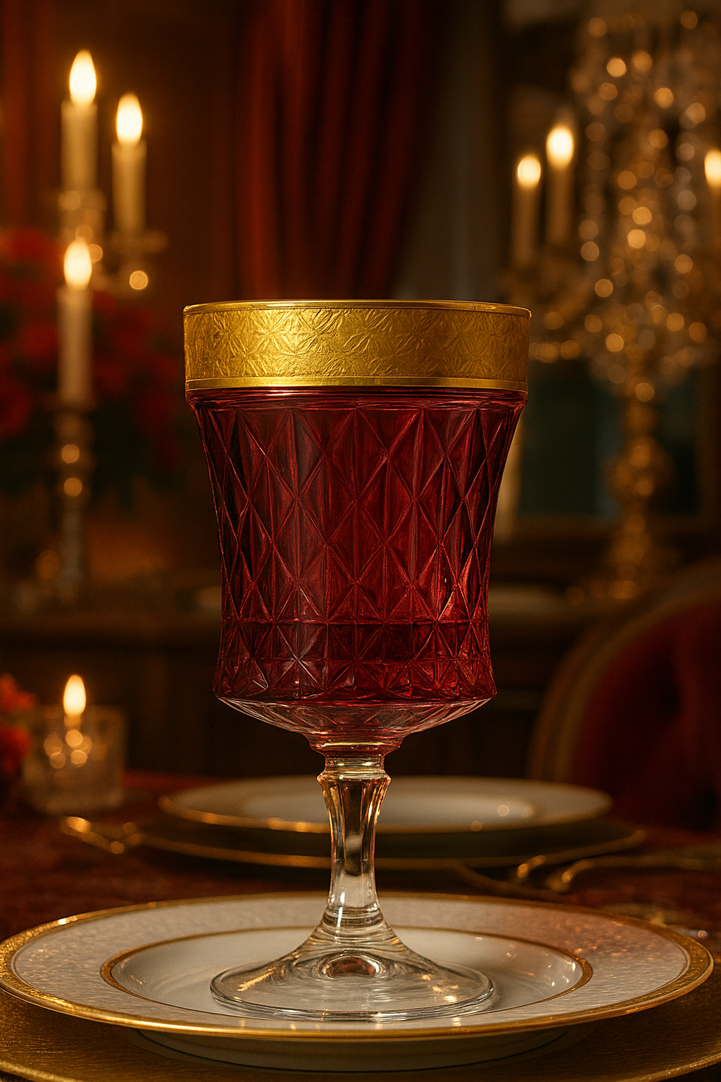 {{ vendor }} Kaleidoria Goblet (Candied Coral) — handcrafted luxury glassware