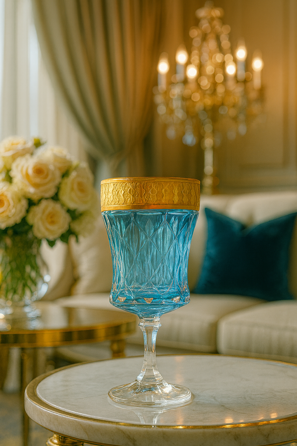{{ vendor }} Kaleidoria Goblet (Celeste Blue) — handcrafted luxury glassware